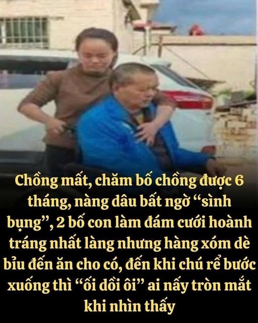 Chồng mất, chăm bố chồng được 6 tháng, nàng dâu bất ngờ “sình bụng”, 2 bố con làm đám cưới hoành tráng nhất làng nhưng hàng xóm dè bỉu đến ăn cho có,